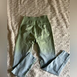 Green and blue ombré Workout Gym Leggings Scrunch Butt Lifting High Waist